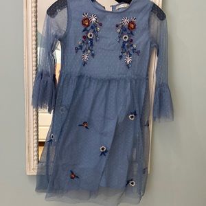 Zoe girls illusion dress with embroidery